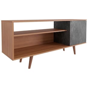 Rack Para Tv 42 Pol 136 Cm 1 Porta R1486 Amendoa Marmore Lunar Tecno Mobili Amendoa Marmore Lunar