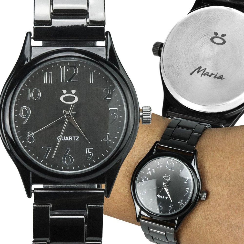 Feminino aço inox relogio analogico + preto qualidade premium casual social qualidade premium