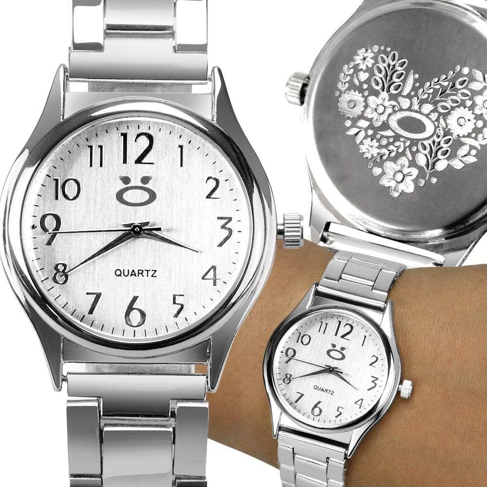 Relogio feminino aço inox qualidade premium coração prata casual moda social maria
