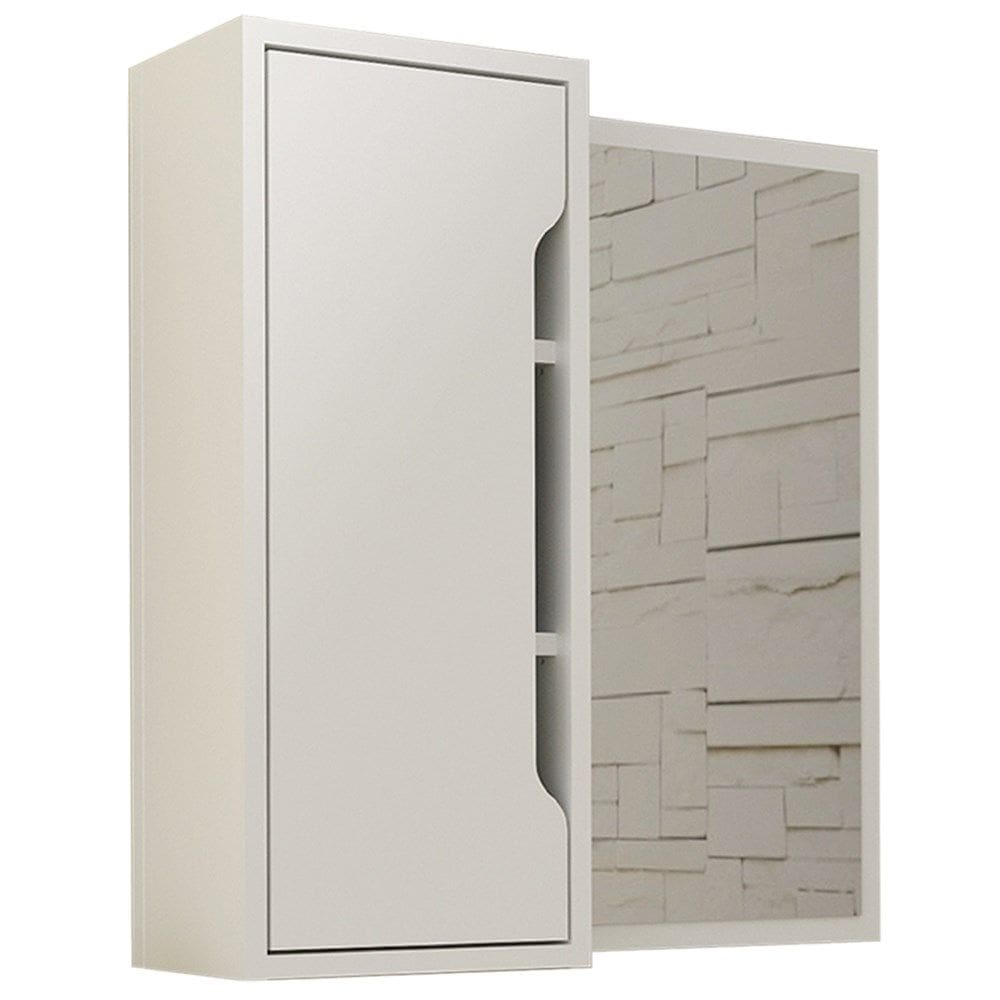 Espelheira Para Banheiro 60 cm 1 Porta BN3648 Branca Tecno Mobili