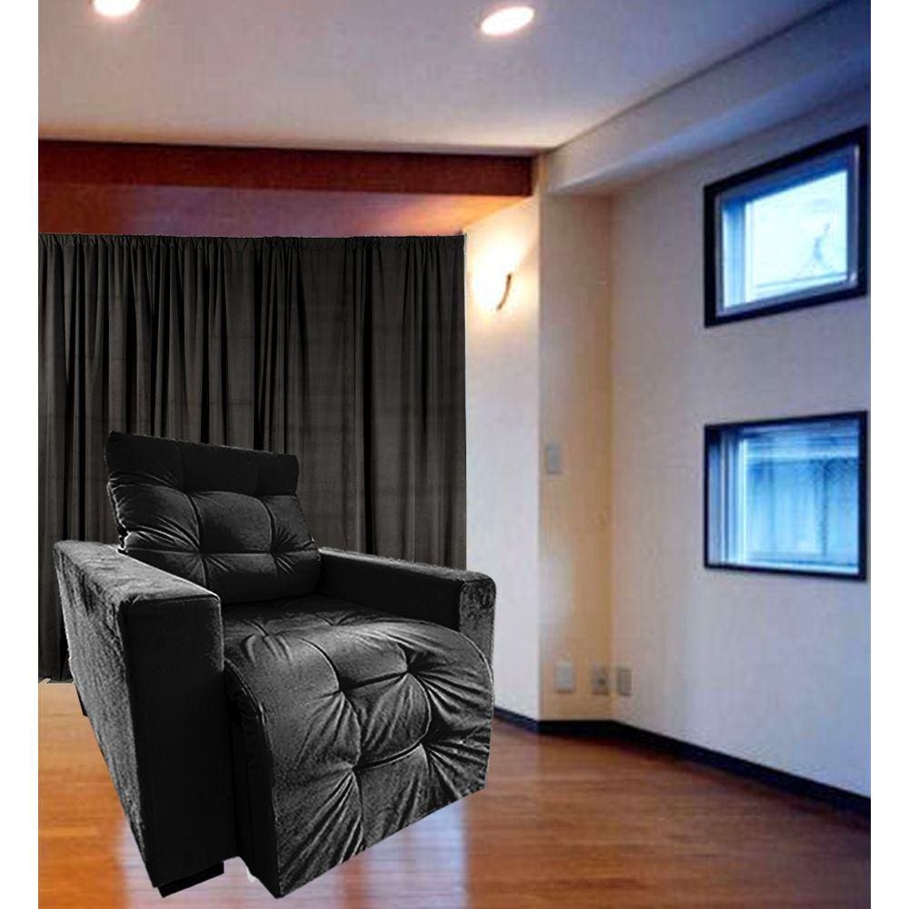 Poltrona Amamentação Retratil E Reclinavel Sala Quarto Mamae Sofia Preto