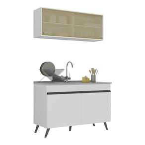 Armário de Cozinha Compacta 2 peças Veneza Multimóveis MP2140.964 Branco/Preto