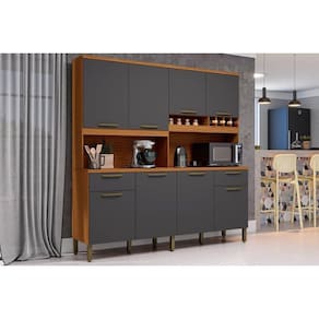 Cozinha Completa Cabernet Prime 8 Portas E 2 Gavetas 73cm Amendoa-chumbo