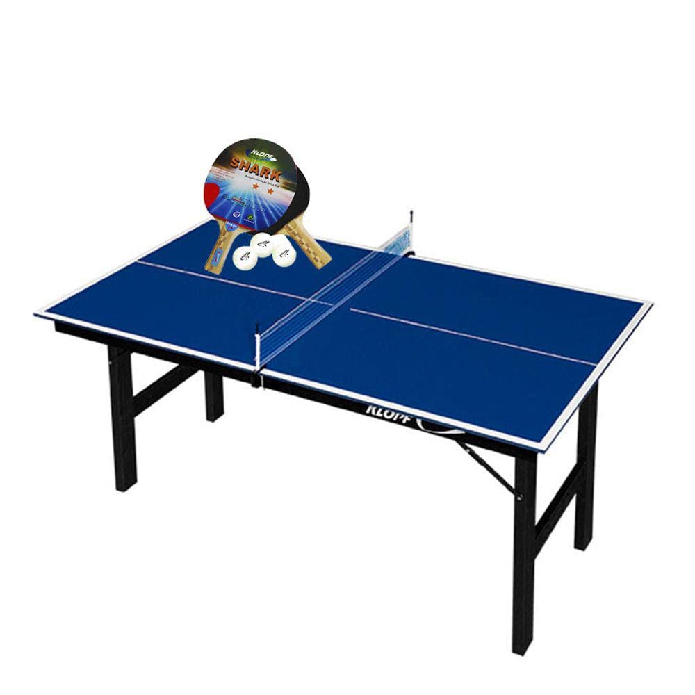 MINI MESA DE PING PONG Júnior MDP 12mm 1003 KLOPF + Kit 2 Raquetes e 3 Bolinhas 5055