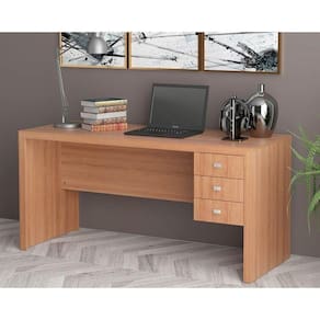 Mesa Escrivaninha Juvenil Me4113 C/ 3 Gavetas Amêndoa - Tecno Mobili