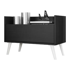 Mesa de Cabeceira 80 cm c/ Pés Retrô Multimóveis Preta/Branca