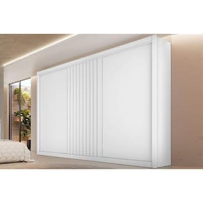 Guarda Roupa Casal 3 Portas De Correr 1 Ripada E 6 Gavetas Vitória Branco Acetinado - Europa