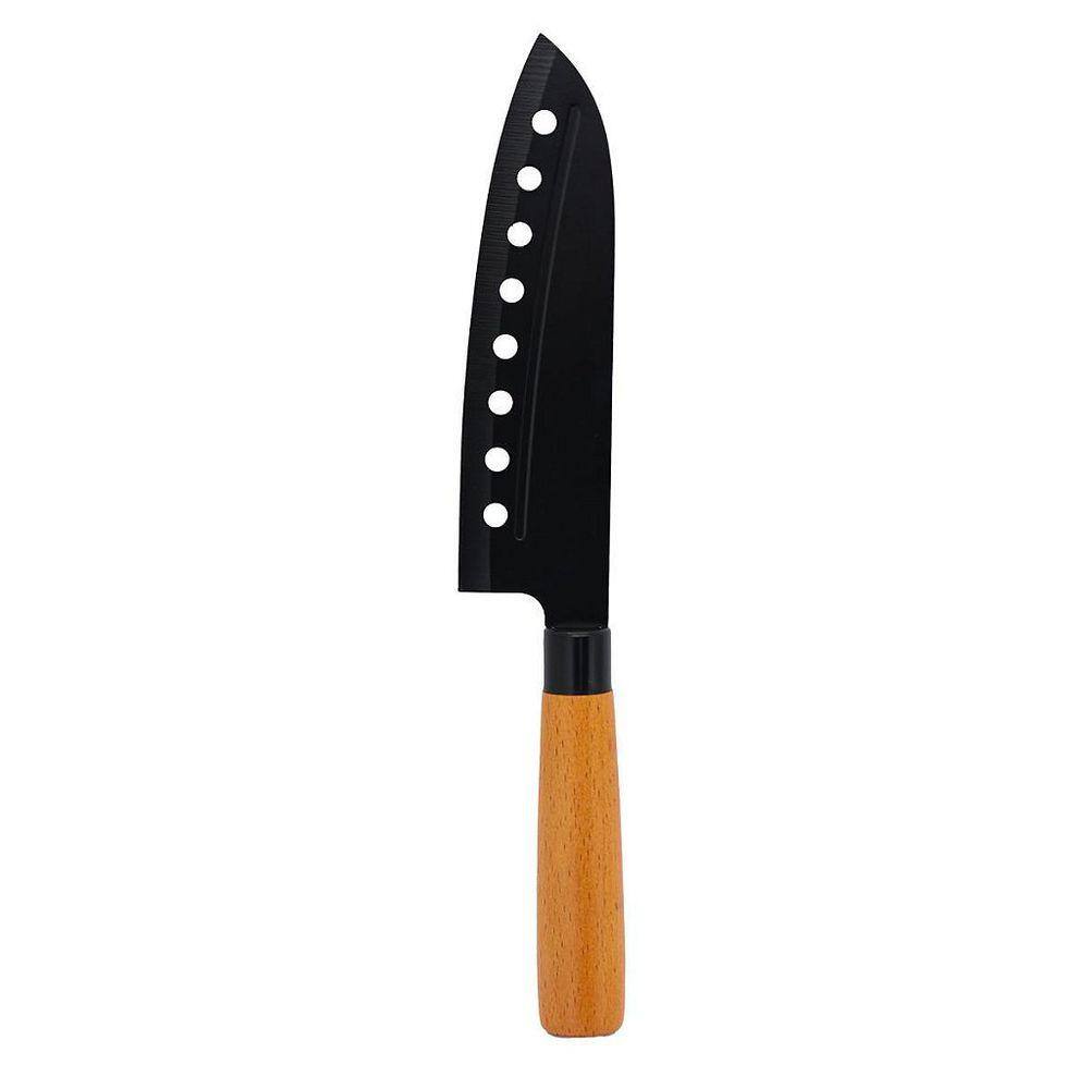 Faca Japonesa 7 Polegadas Inox Premium Wood Black Cabo Madeira - Tuut