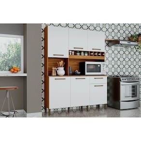 Kit De Cozinha Compacta Pinot 6 Portas E 1 Gaveta 73cm Amendoa-branco - Ronipa