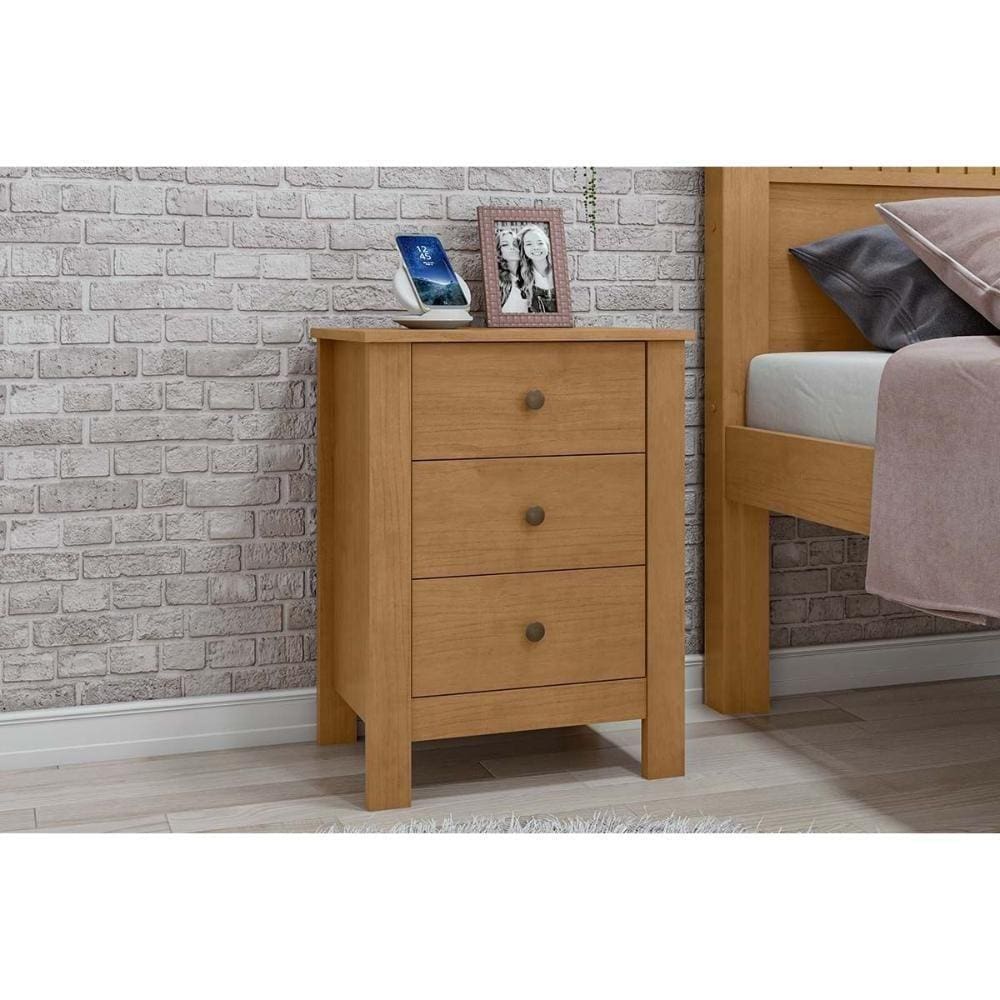 Mesa Cabeceira Maggiore C/ 3 Gavetas Rovere/amêndoa - Lopas