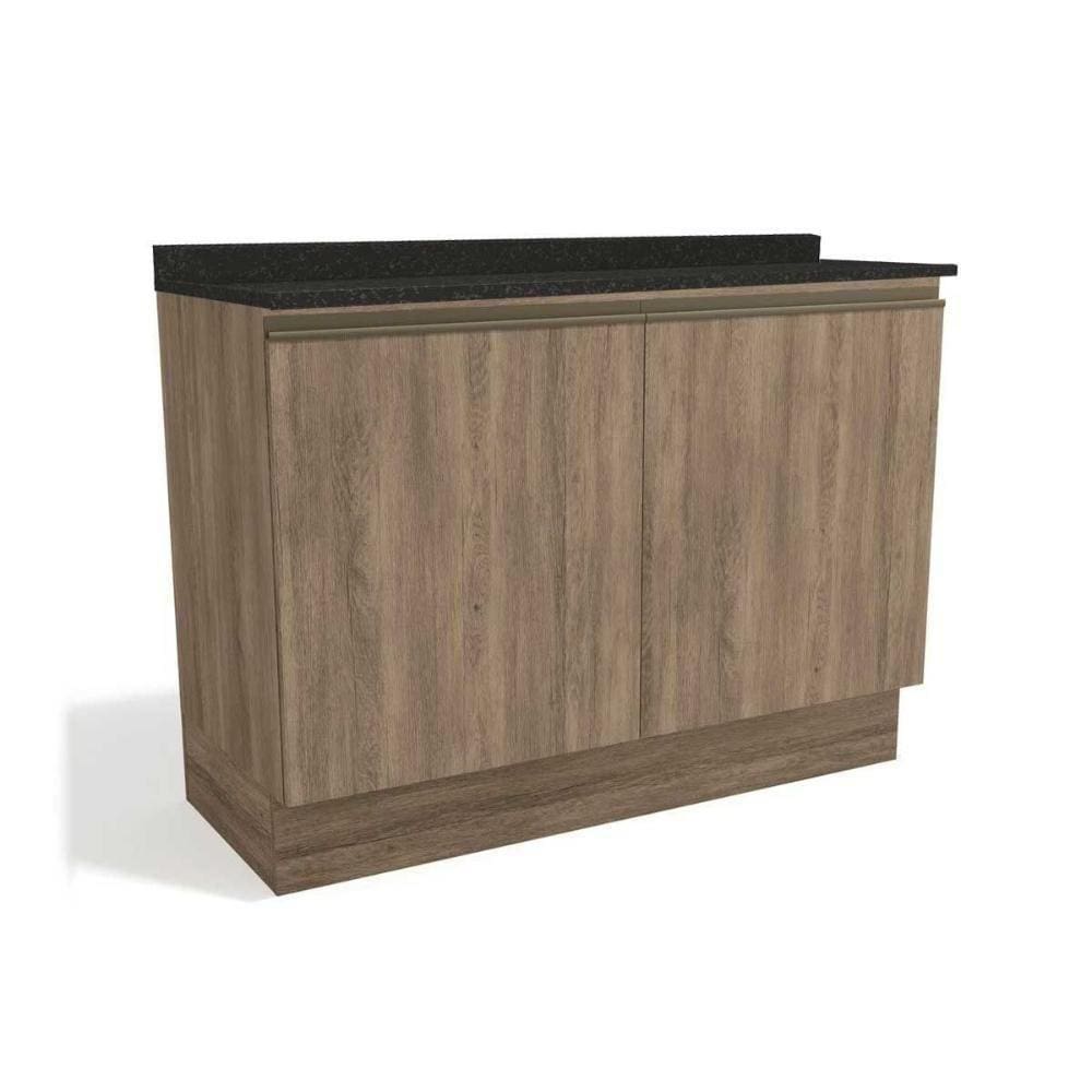 Balcão De Cozinha Modulado Maxxi G745 2 Portas C/tampo 120cm Nogal/preto Brilho - Kappesberg