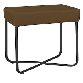 Puff Decorativo Unna Base Preto Veludo Marrom - Montanaris Decor