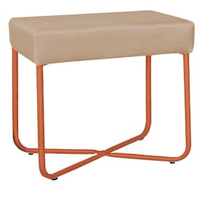 Puff Decorativo Unna Base Bronze Veludo Cappuccino - Montanaris Decor