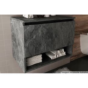 Bancada De Banheiro Suspenso Bn3606 1 Porta Cor Mármore Lunar - Tecno Mobili