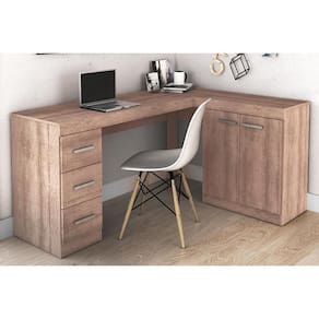 Mesa Canto P/escritório Msm446 C/ 2 Portas E 3 Gavetas Rustico - Movelbento