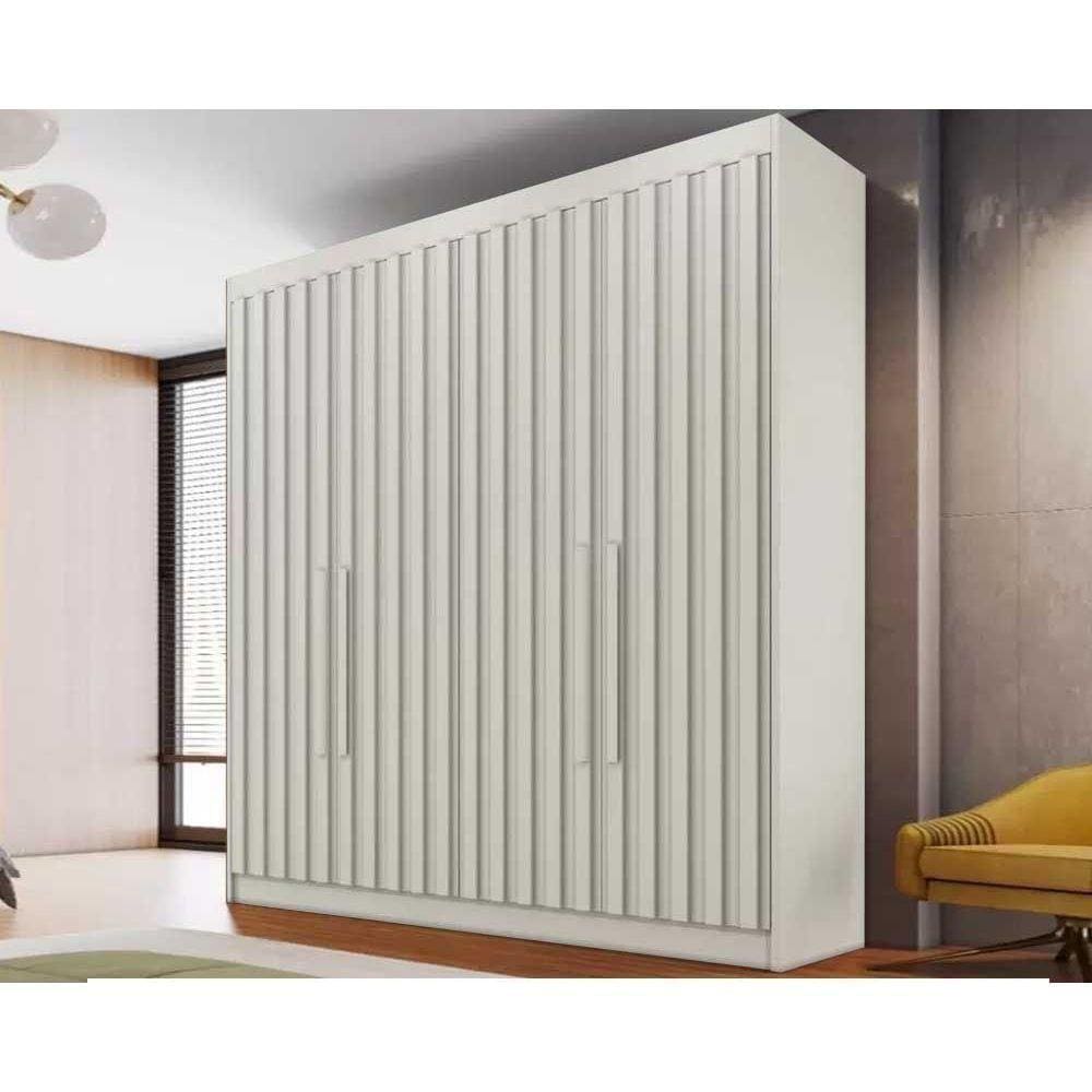 Guarda Roupa 4 Portas Ripadas E 3 Gavetas Potente Off White - Europa