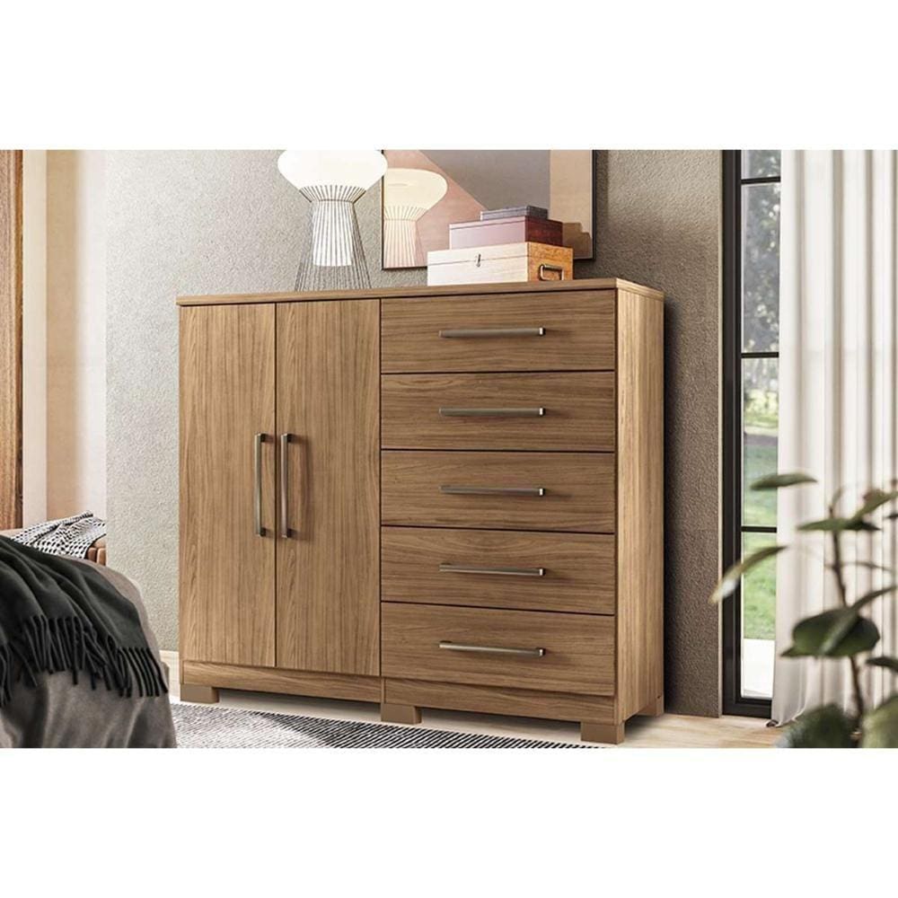 Cômoda Casal Malaga 2.5 2 Portas E 5 Gavetas C- Pés Jatoba - Santos Andirá