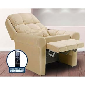 Poltrona Reclinável P/ Sala Mh 1216 Two Way C/ Massagem Courano Creme - Herval