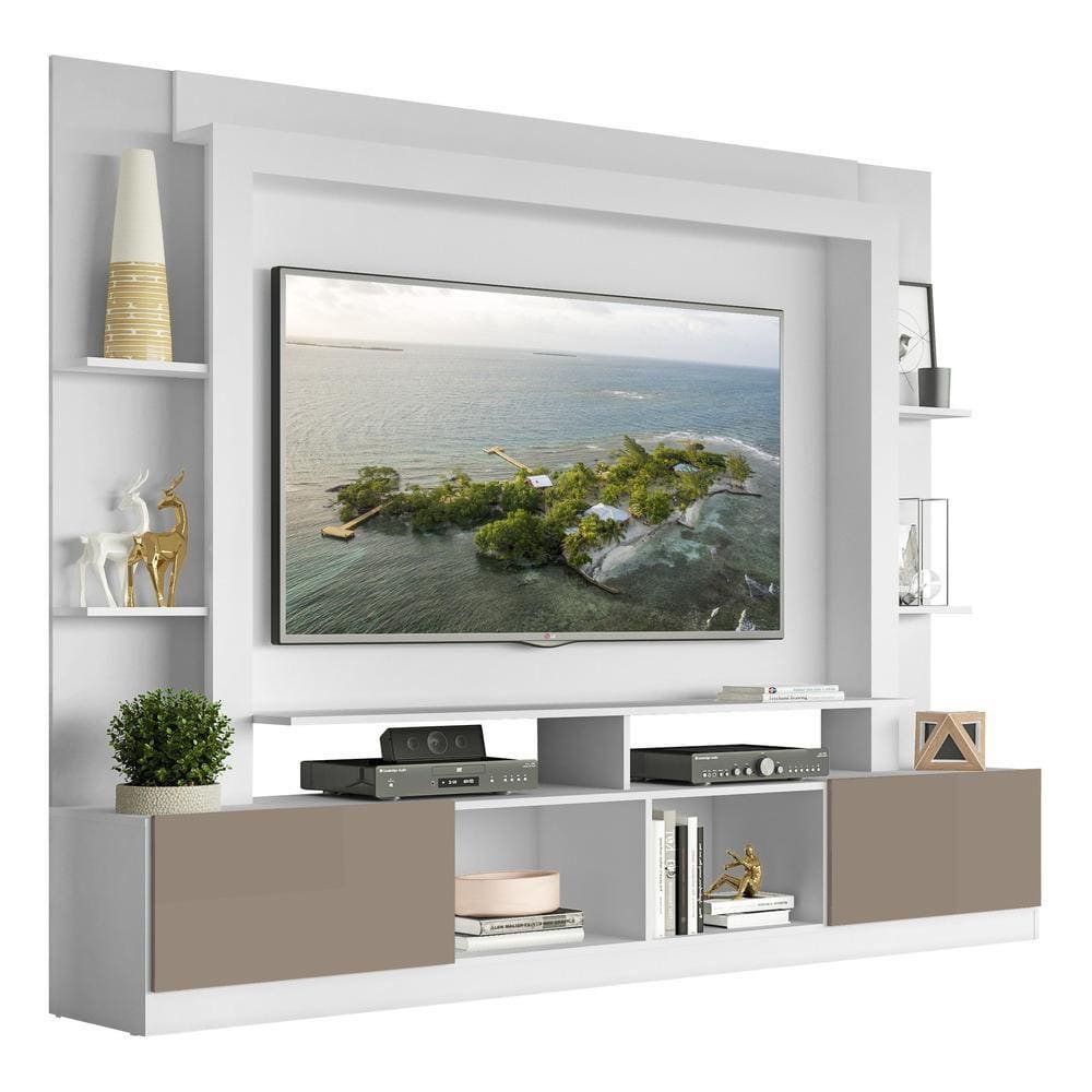 Estante para TV até 65” Multimóveis Oslo FG3395 Branca/Lacca Fumê