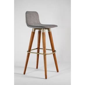 Kit 3 banquetas para balcão de cozinha Linea Cinza Alto Padrão Pes de Madeira