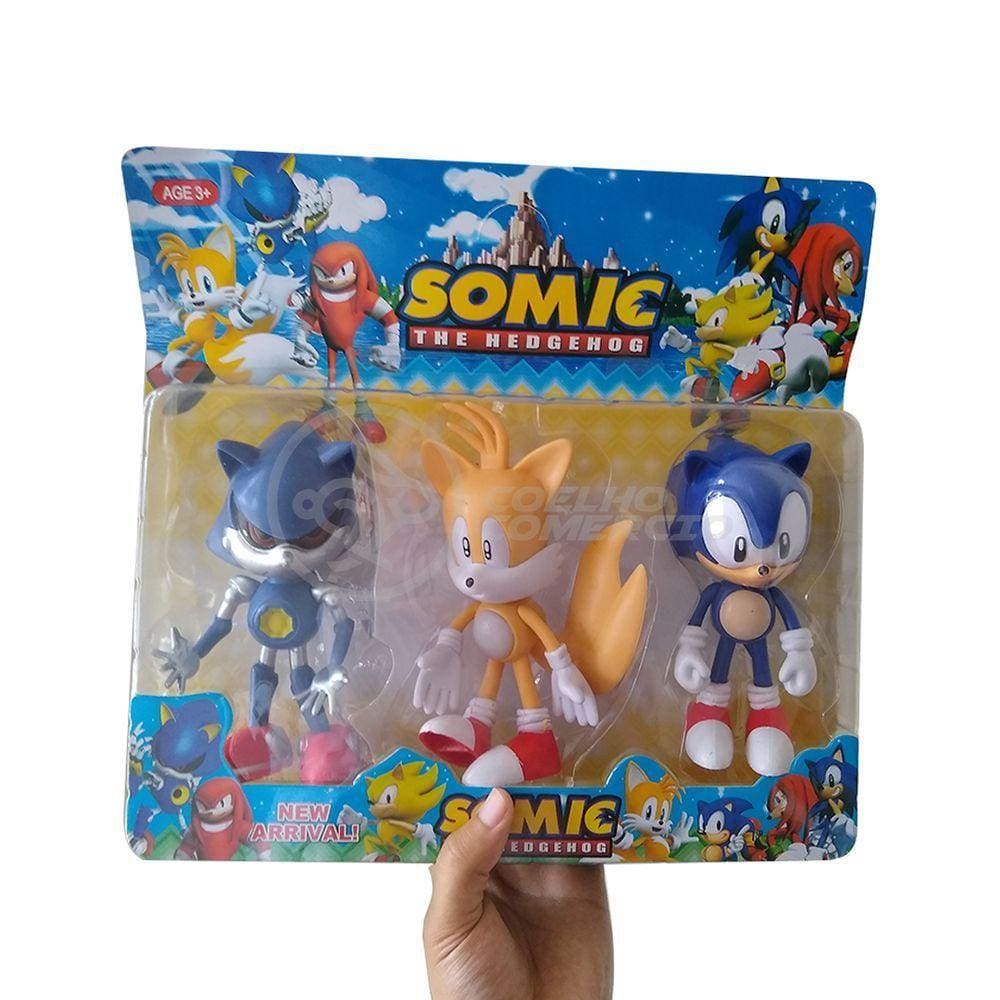 Kit 3 Bonecos Metal, Tails, Sonic 16Cm Videogame 3