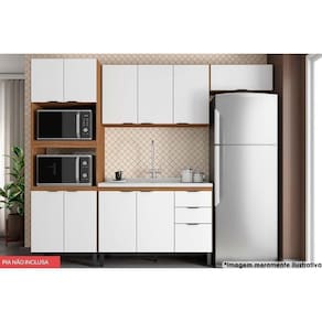 Kit De Cozinha Completa 4 Peças Firenze (2 Aéreos + 1 Balcão + 1 Paneleiro) Fmt004 Amendola-branco - Demóbile