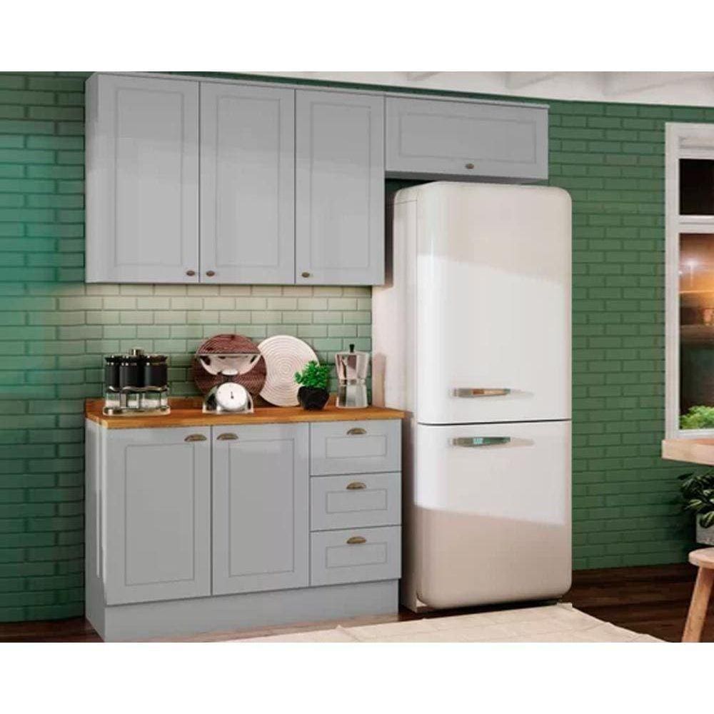 Kit De Cozinha Modulada 4 Peças Americ2 Aéreos. 1 Balcão, 1 Complemento Cinza