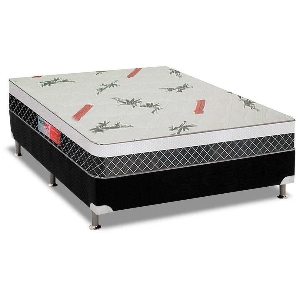 Conjunto Box Casal: Colchão Plumatex D28 ep Falcon Ultra Firme + Base Crc Suede Black(138x188)