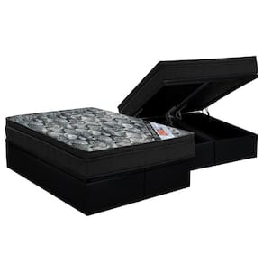 Cama Box Baú King: Colchão Molas Bonnel Ortobom Nanolastic Fort Tech Iso + Base Crc Suede Black(193x203)