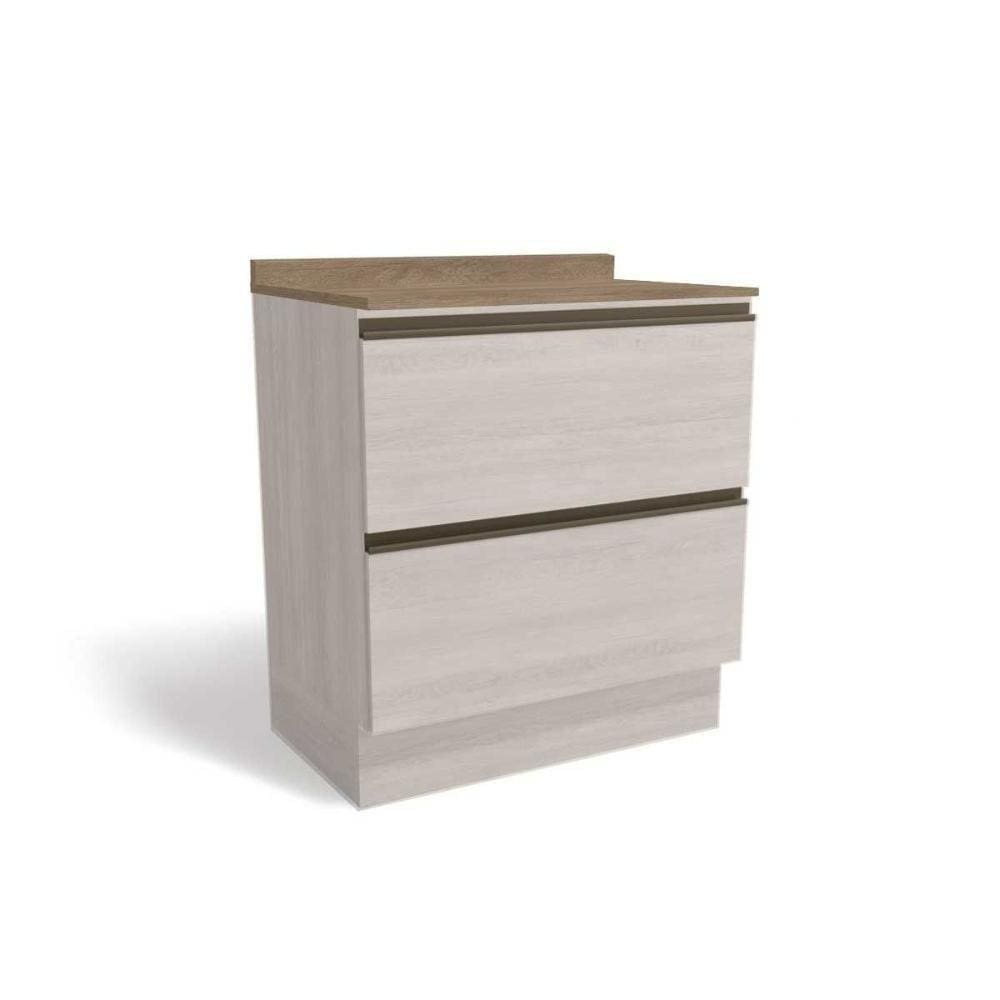 Balcão De Cozinha Modulado Maxxi G755 2 Gavetas C/tampo 80cm Branco/nogal - Kappesberg
