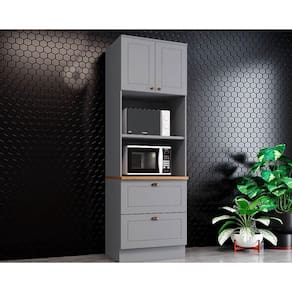 Torre Quente De Cozinha Paneleiro Americana 2 Forno C-2 Gavetas E 2 Portas 71x54x220cm Cinza-nature - Henn