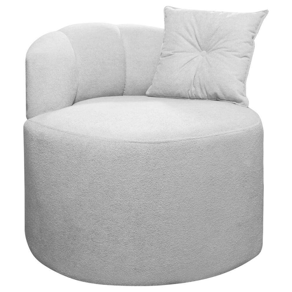 Poltrona Decorativa Plaza Linho Bouclê Cinza SOFA STORE