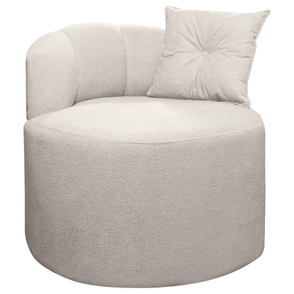 Poltrona Decorativa Plaza Linho Bouclê Bege SOFA STORE