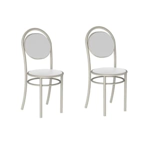 Kit 2 Cadeiras De Cozinha 190 2 Un Prata - Assento Courano Branco - Carraro