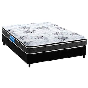 Cama Box Casal: Colchão Espuma D33 Guarda Costas + Base Crc Suede Black(138x188)