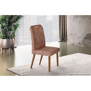 Cadeira Sala De Jantar Melissa Madeira Kit 2 Un Capuccino-veludo Creme - Rufato