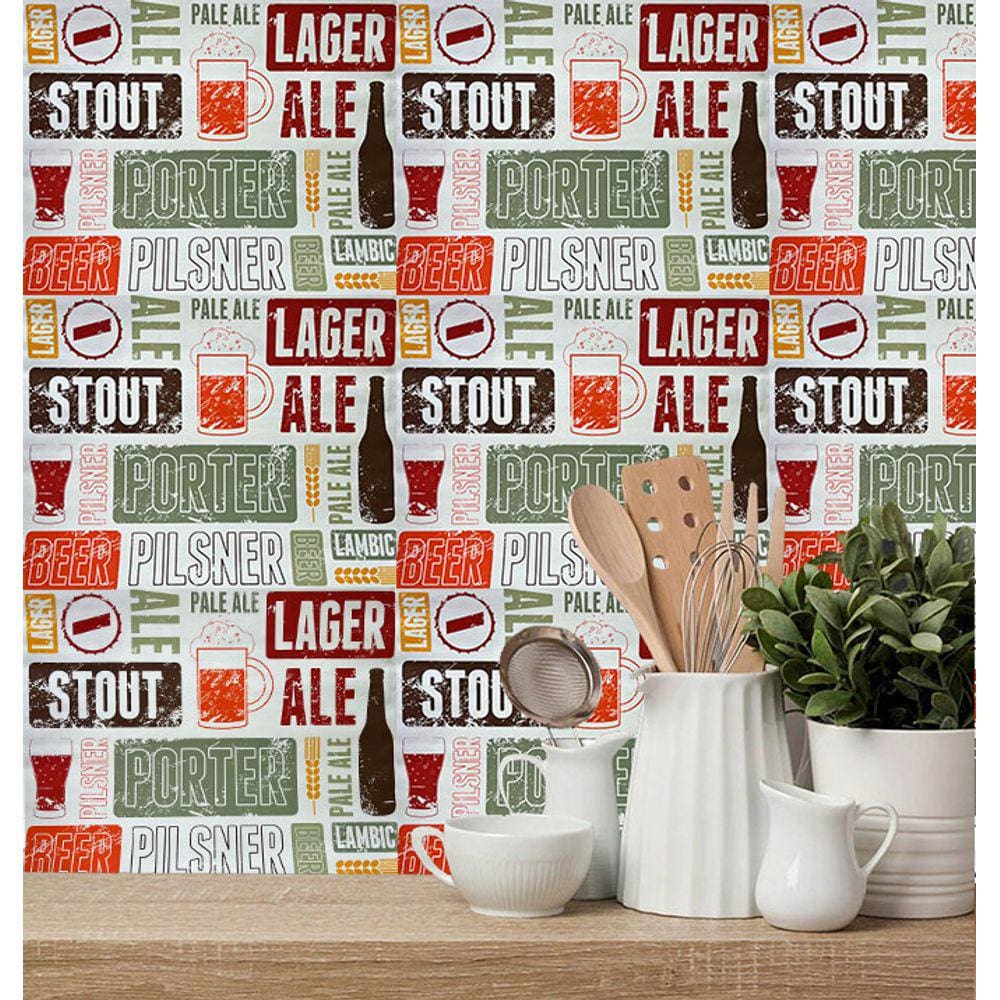 Papel de Parede Retro Adesivo Autocolante 5Metros Resistente Lavável Copa Cozinha Área Gourmet