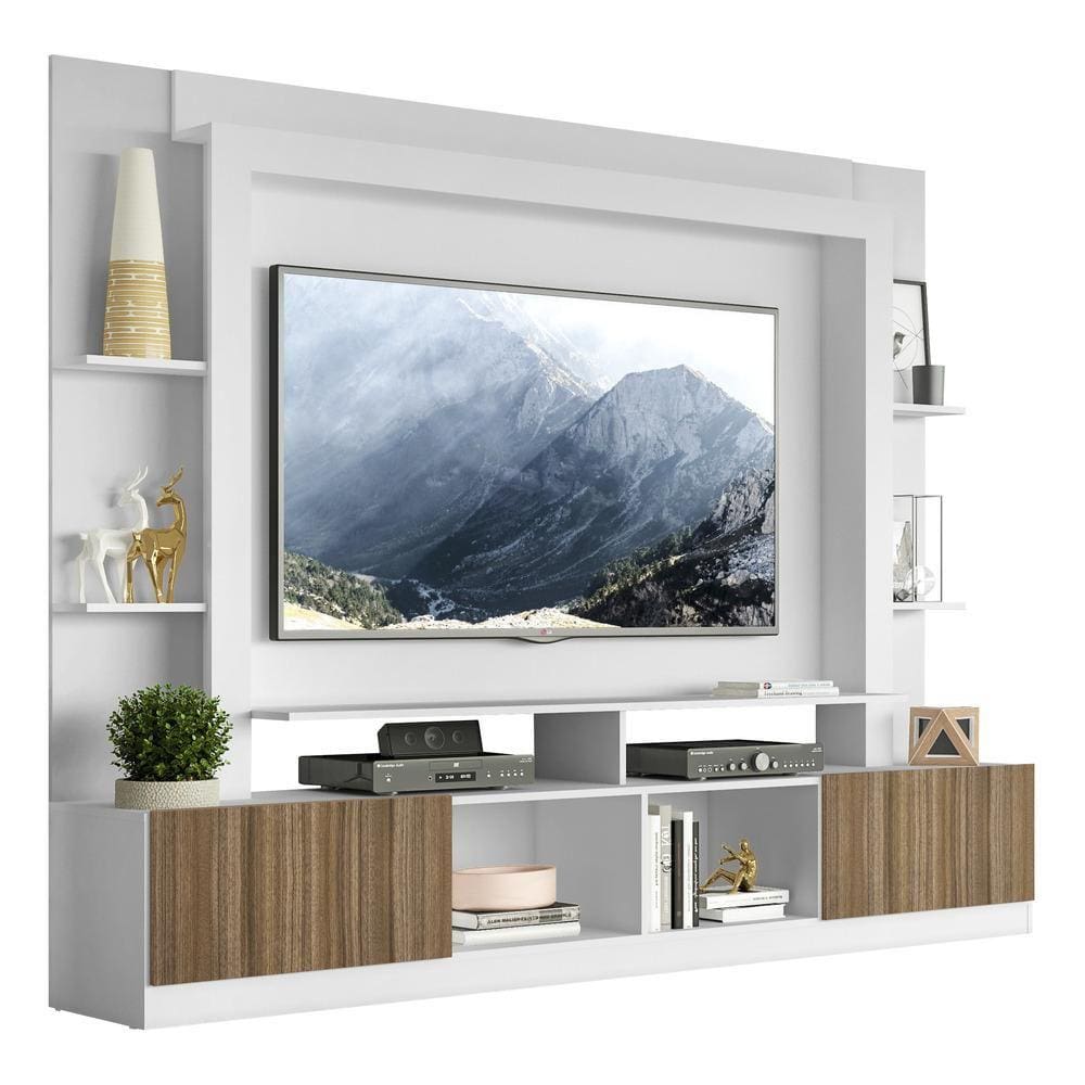 Estante com Suporte para TV até 65” Multimóveis Oslo FG3386 Branca/Madeirada