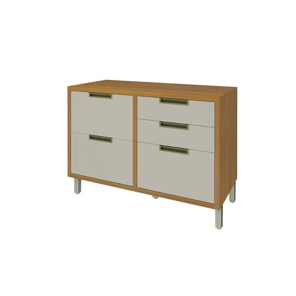 Balcão De Cozinha Baronesa P/pia C/4gavetas E 1 Portas Basculante C/tampo 120cm Freijo/off White - Nesher