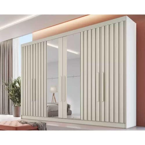 imagem-Guarda Roupa Casal 6 Portas C- 4 Ripadas E 6 Gavetas C-2 Espelhos Potente Off White - Europa - Blush