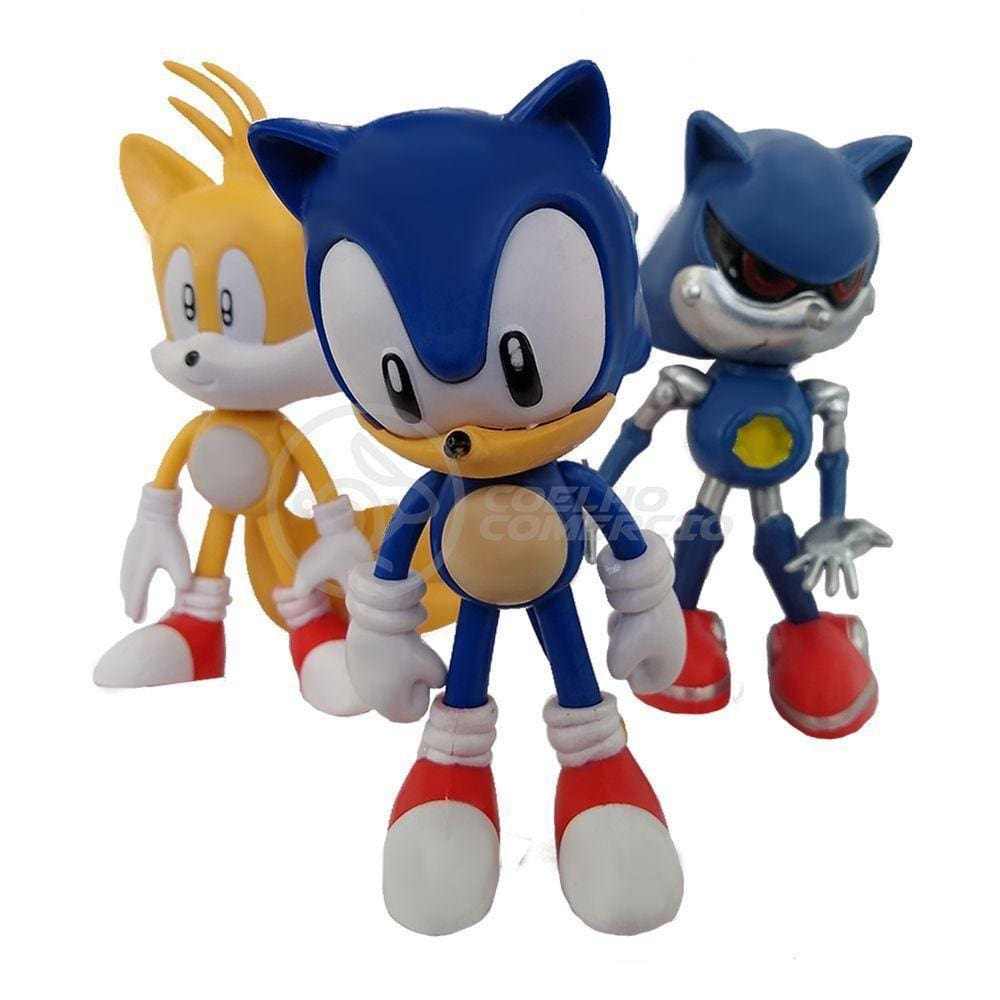 Kit 3 Bonecos Metal, Tails, Sonic 16Cm Videogame 8