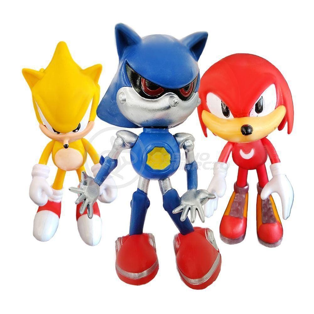 Kit Brinquedo 3 Bonecos Metal, Super Sonic 16Cm