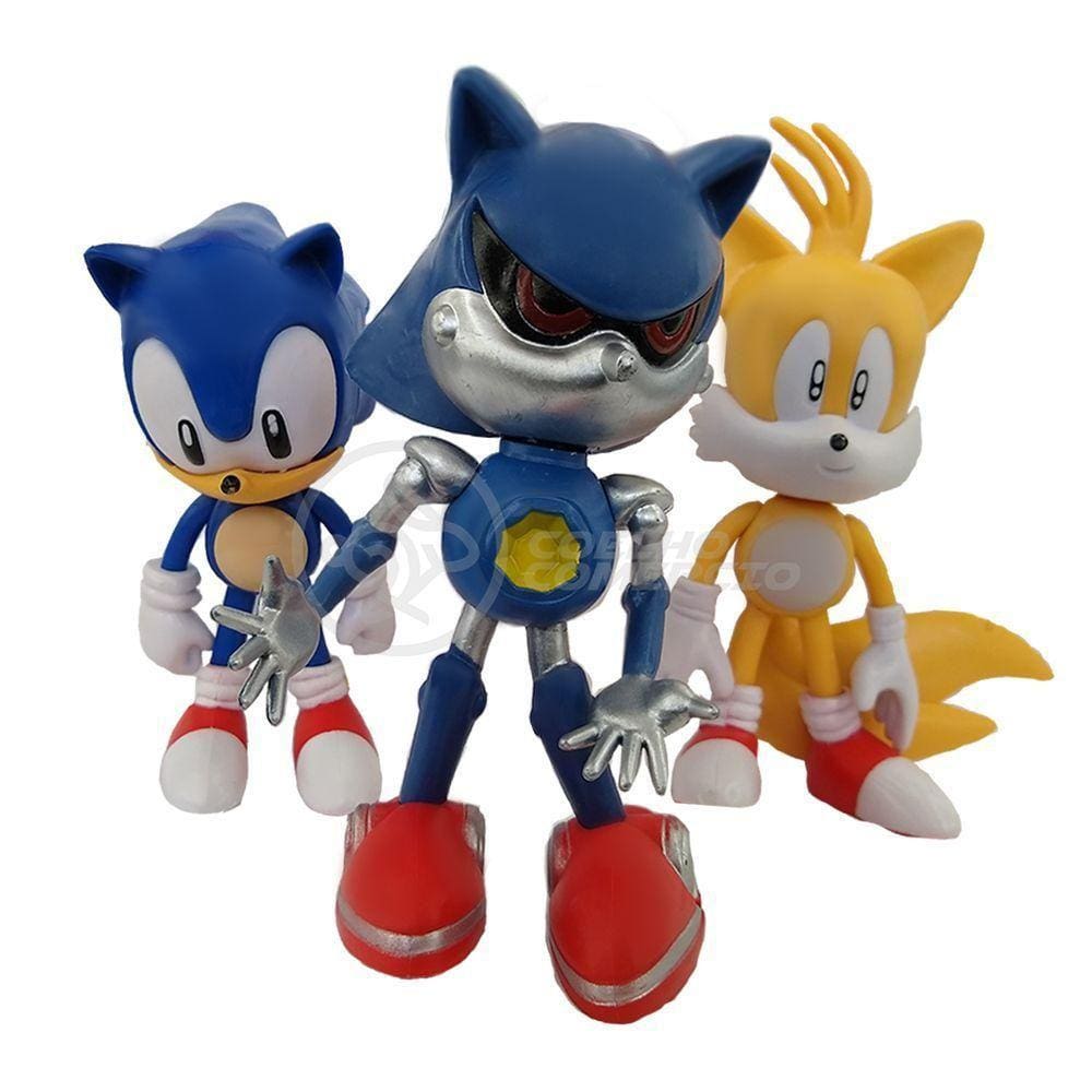 Kit 3 Bonecos Metal, Tails, Sonic 16Cm Videogame 10