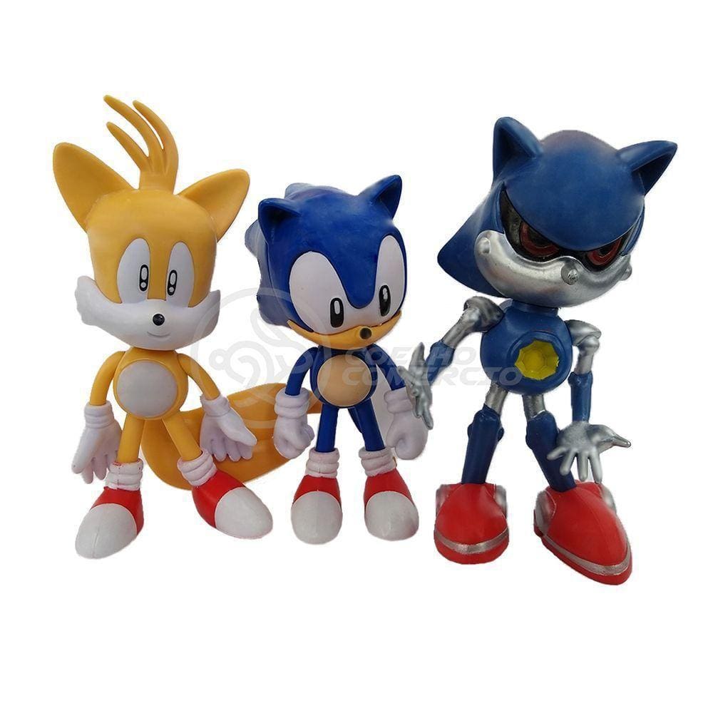 Kit 3 Bonecos Metal, Tails, Sonic 16Cm Videogame 2