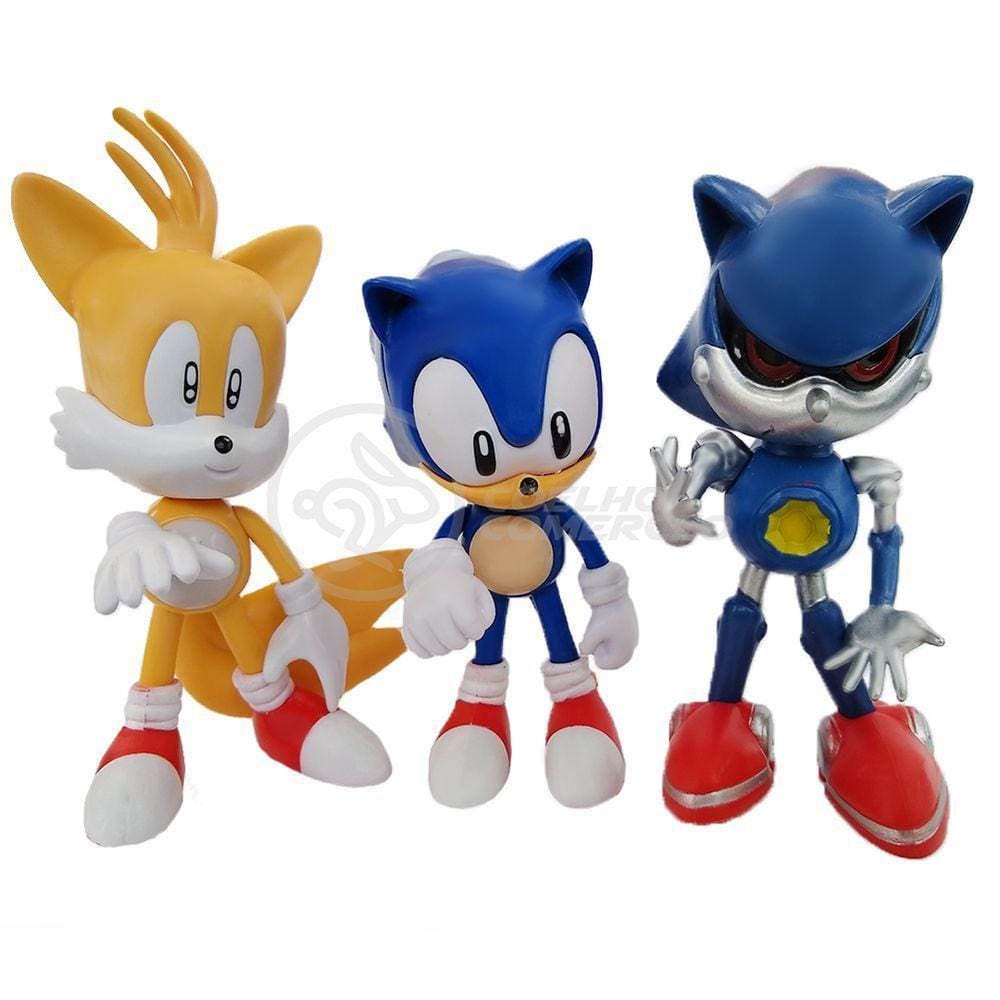 Kit 3 Bonecos Metal, Tails, Sonic 16Cm Videogame 11