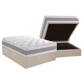 Conjunto Box Baú Casal: Colchão Molas Ensacadas Royals Sleep C1666 Pillow Top + Base Crc Suede Clean