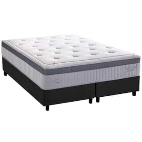 Cama Box King: Colchão Molas Ensacadas Serenity Dream Pillow Top + Base Crc Suede Gray