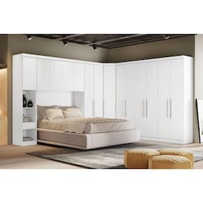 Quarto Casal (1 Armário Ponte + 1 Closet + 2 Guarda Roupas + 1 Complemento) Qc204 Branco