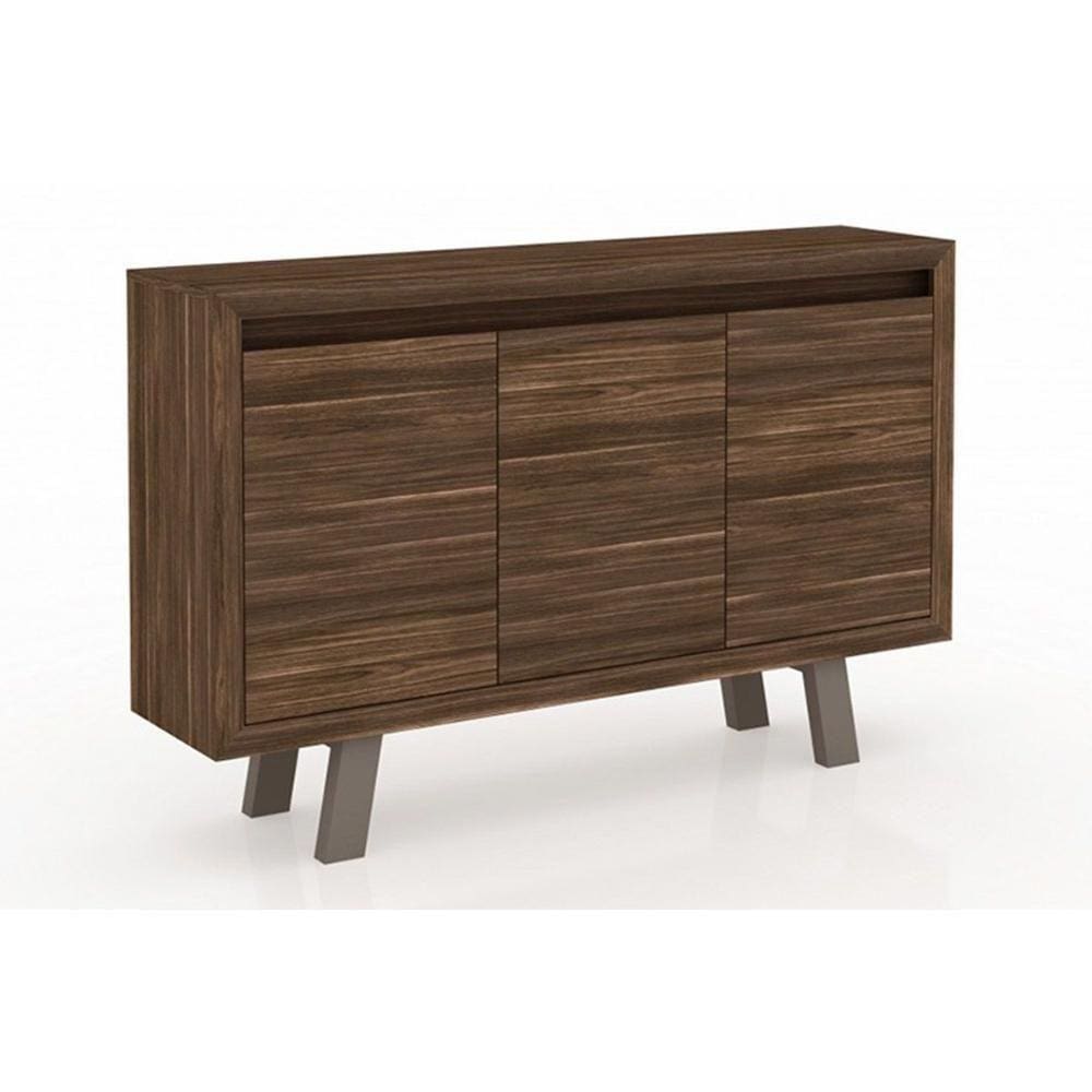 Balcão De Escritório Me4120 C/ 3 Portas Nogal/fendioff - Tecno Mobili