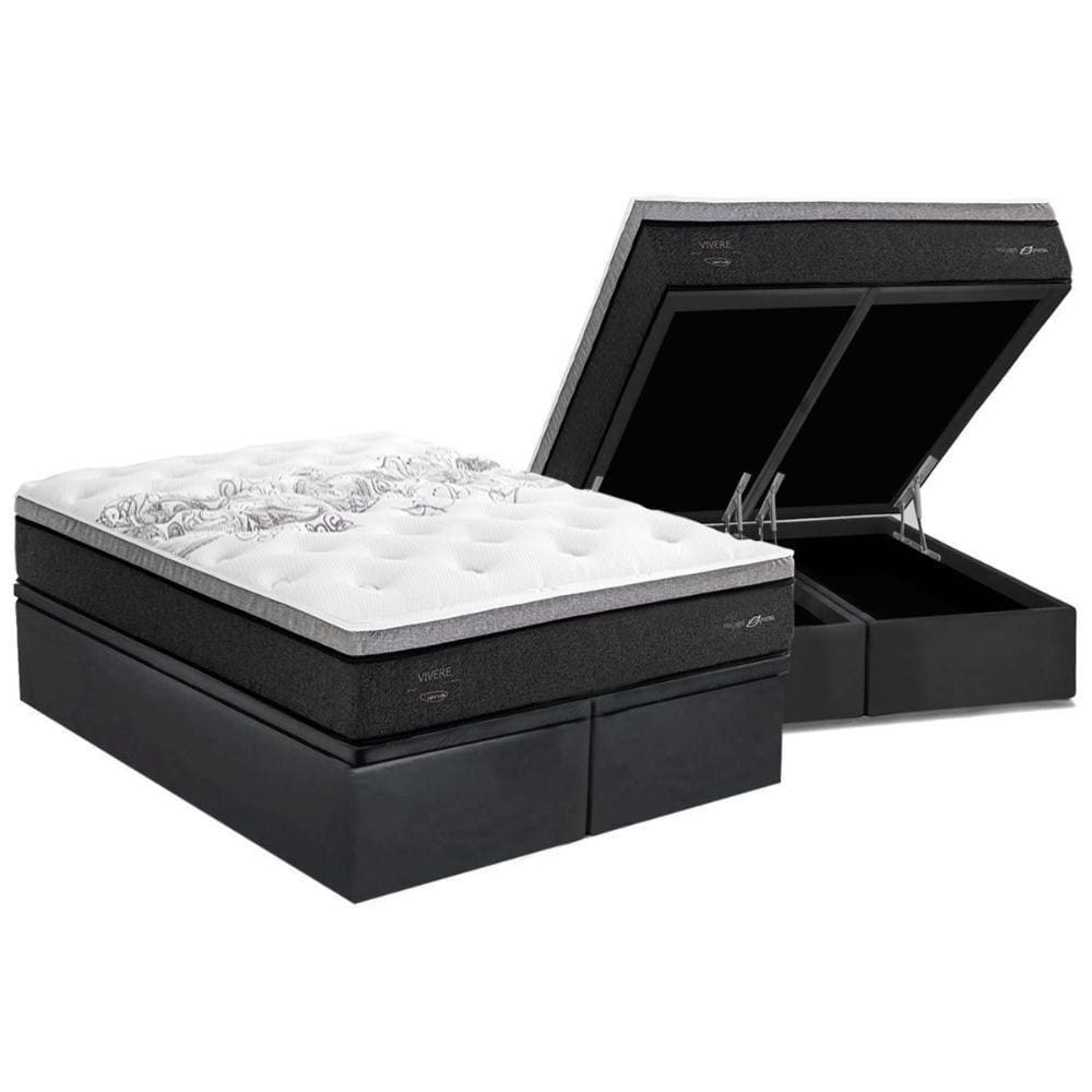 Colchão King Molas Ensacadas Partenon C1629 Viscogel Pillow Top + Base Crc Suede Gray )Herval